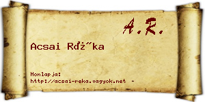 Acsai Réka névjegykártya